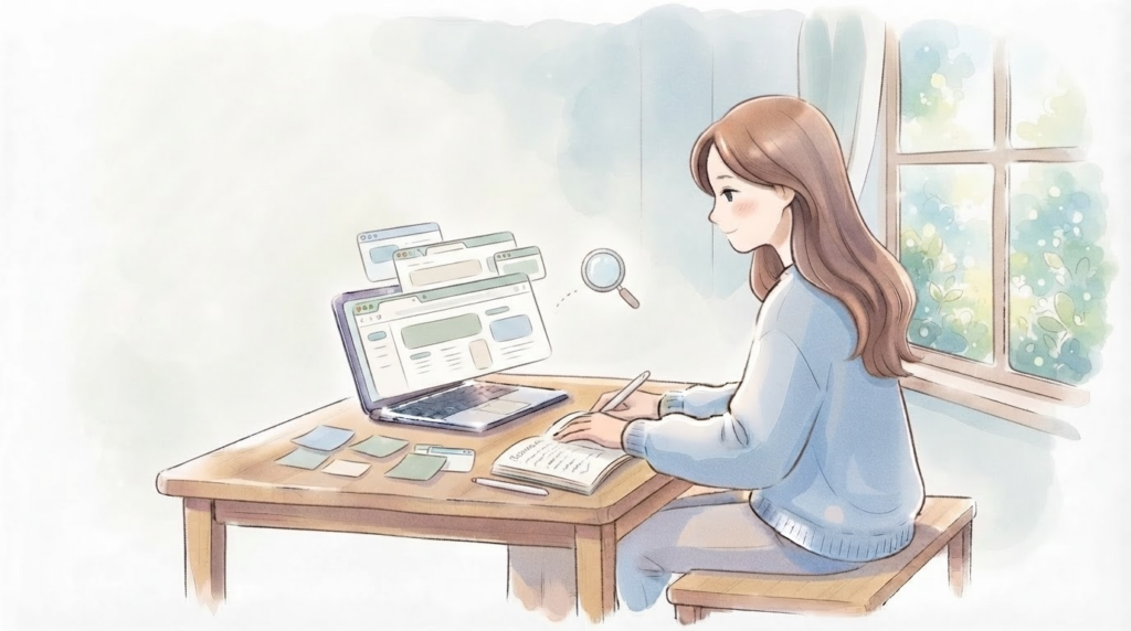 コミュニケーションが苦手でも「調べる力」がAmazon物販の強みになることを表すイラスト