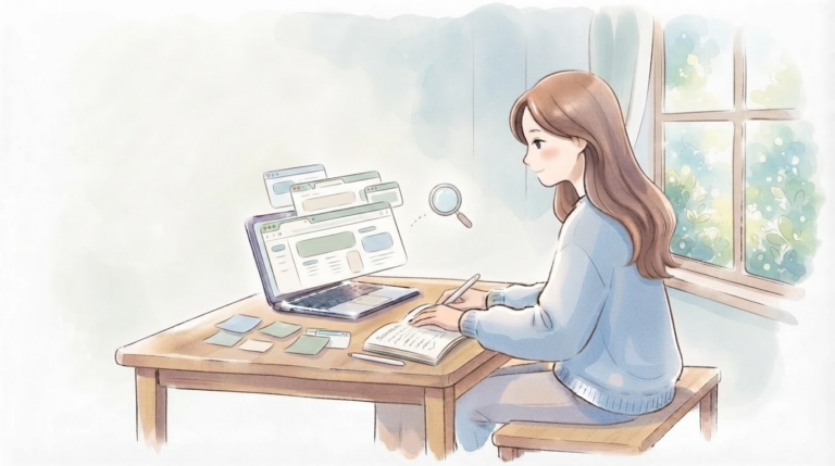 コミュニケーションが苦手でも「調べる力」がAmazon物販の強みになることを表すイラスト