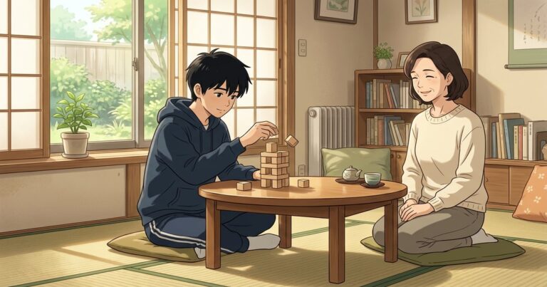 引きこもりの子どもが失敗を恐れず挑戦できる安心な家庭環境を表すイラスト