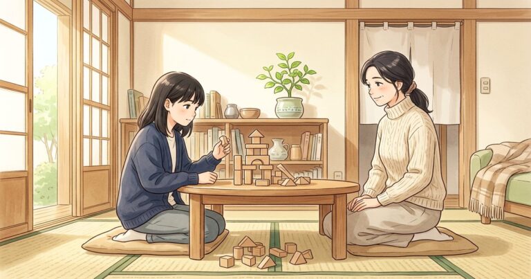失敗を恐れない環境づくりで引きこもりの子の挑戦を支える家庭のイラスト