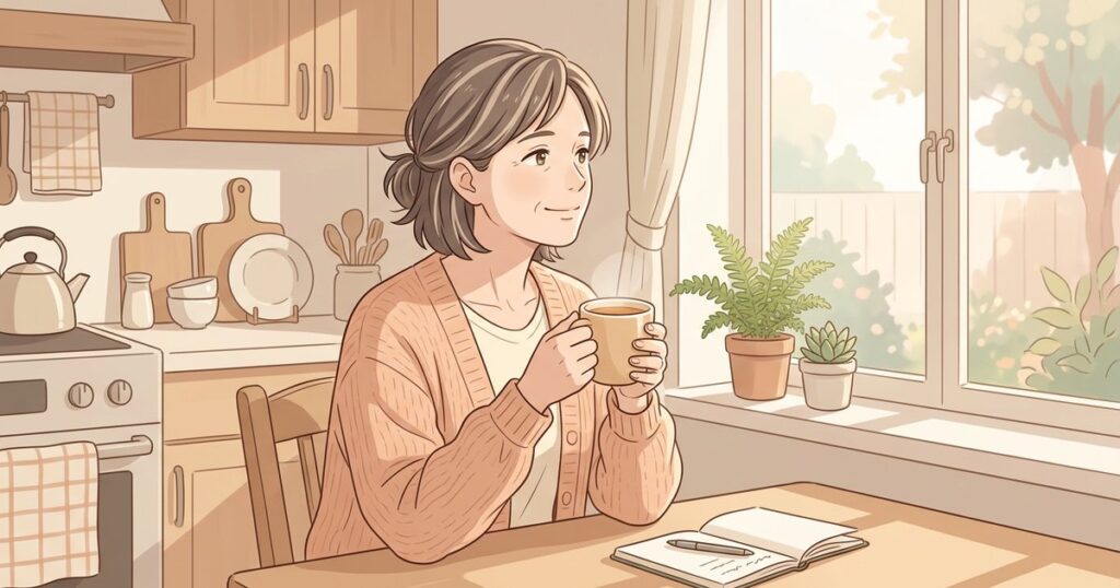 引きこもり支援を続ける親御さんが自分自身の変化と気づきを得る様子を表すイラスト