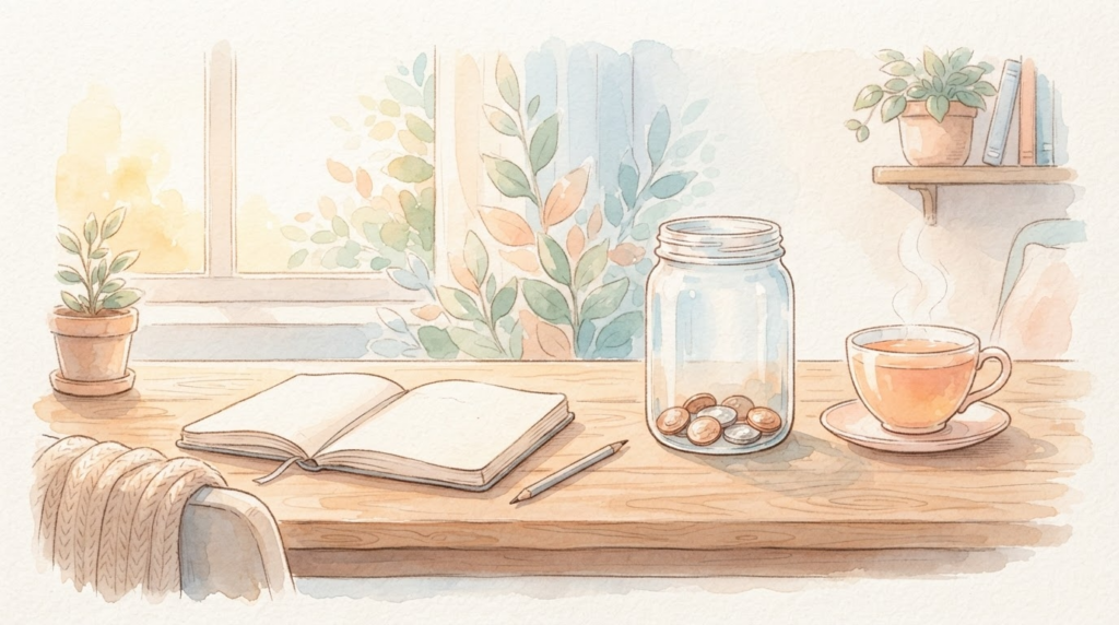 Amazon物販の最大損失の上限が見える予算を表す温かいイラスト