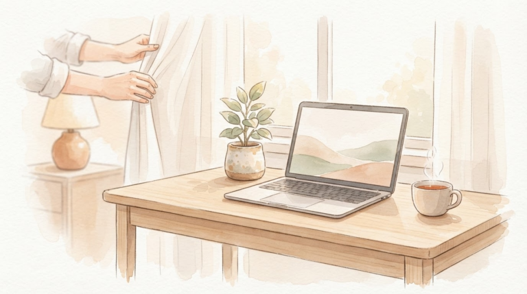 引きこもりの子が集中できる環境を親がそっと整える温かいイラスト