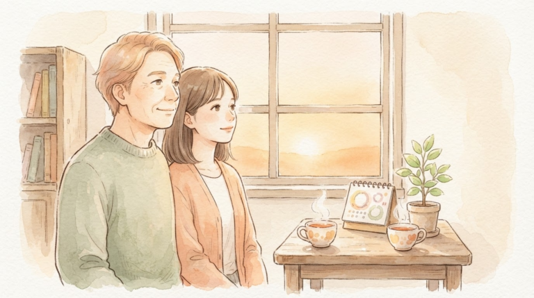 もし相談していなかったらと振り返り一歩を踏み出す親御さんの温かいイラスト